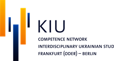 Blau-gelbes Logo mit Text: KIU Competence Network Interdisciplinary Ukrainian Studies Frankfurt (Oder) - Berlin
